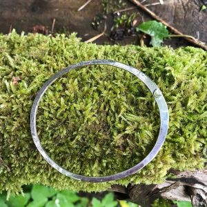 Bangle - B07 - Silver 2.5mm hammered asymmetric bangle with brass moon detail