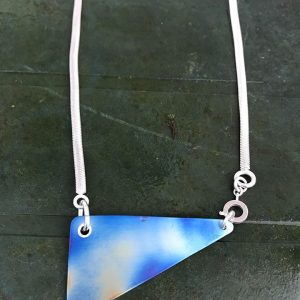 Blue titanium triangle necklace